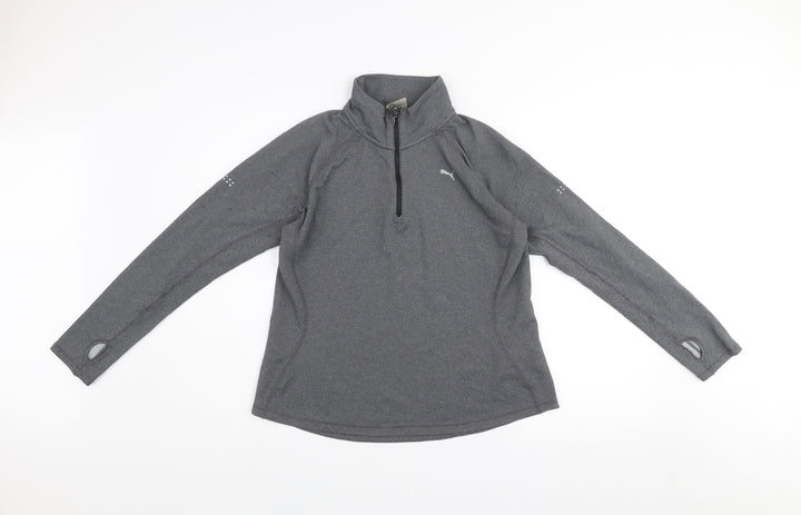 Puma Women's Grey 1/4 Zip Pullover Sweatshirt XL Activewear