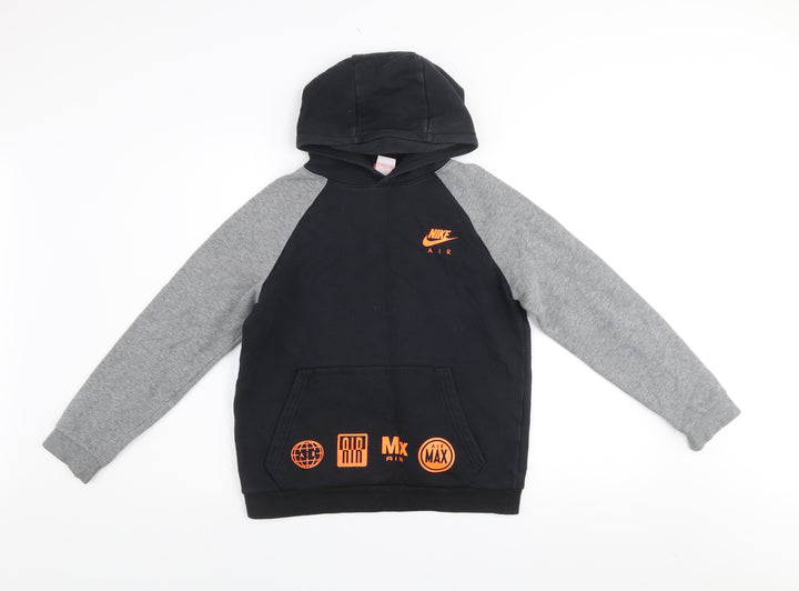 Nike Boys Black & Grey Hoodie 12-13 Years Pullover Sweatshirt