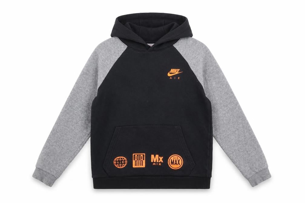 Front view of Nike boys’ black & grey hoodie 12-13 years pullover sweatshirt