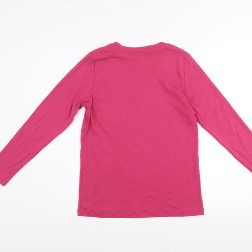 Twist Womens Pink V-Neck Long Sleeve Basic Cotton T-Shirt Size 10