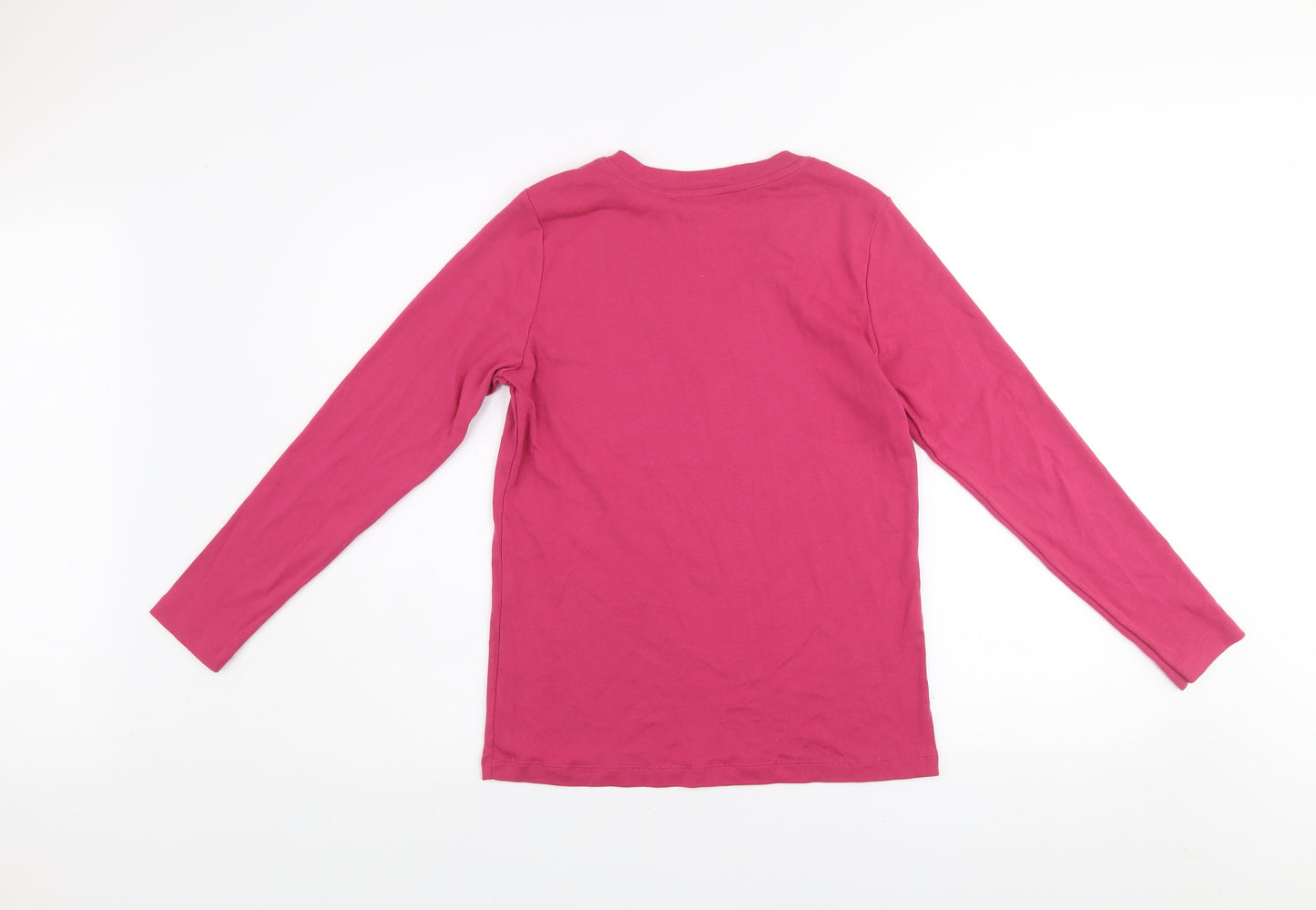 Twist Womens Pink V-Neck Long Sleeve Basic Cotton T-Shirt Size 10