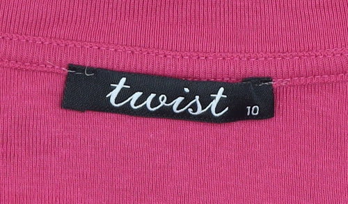 Twist Womens Pink V-Neck Long Sleeve Basic Cotton T-Shirt Size 10