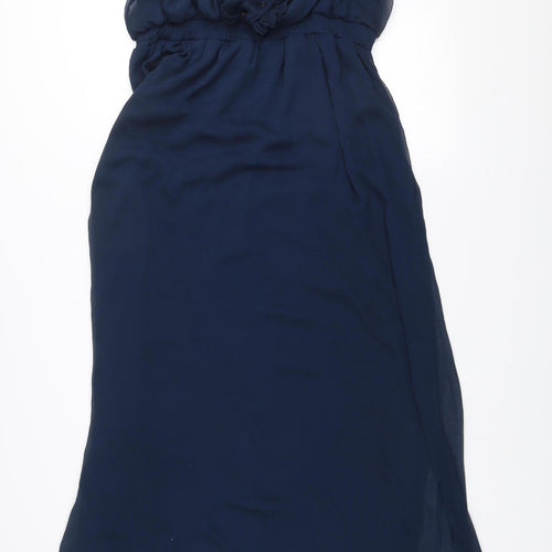 ASOS Maternity Blue Long Chiffon Ruffle Empire Waist Dress UK 16
