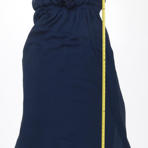ASOS Maternity Blue Long Chiffon Ruffle Empire Waist Dress UK 16
