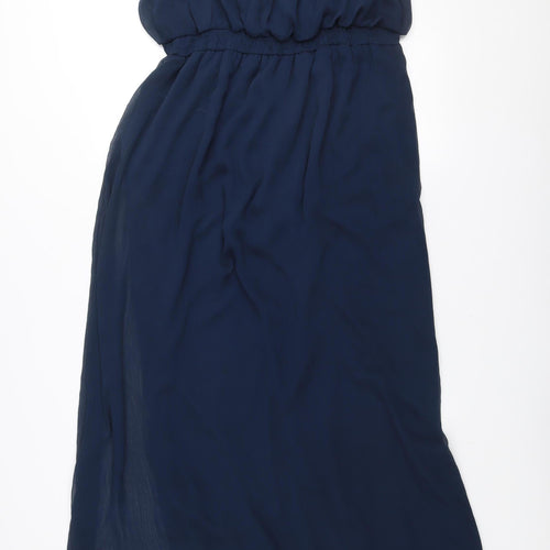 ASOS Maternity Blue Long Chiffon Ruffle Empire Waist Dress UK 16
