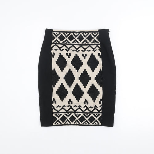 Part Two Women’s Black Geometric Knit Stretch Pencil Skirt XS