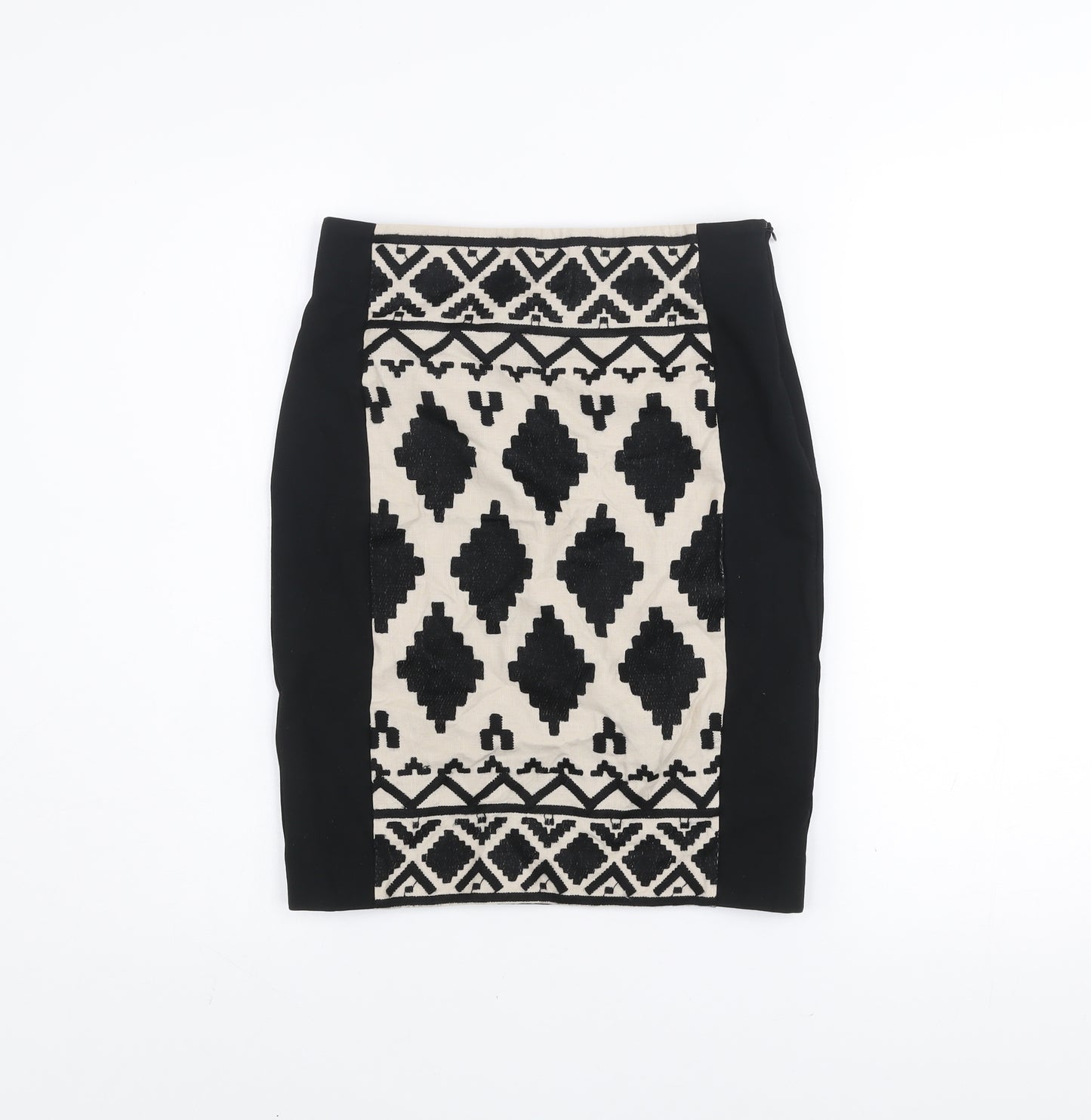 Part Two Women’s Black Geometric Knit Stretch Pencil Skirt XS