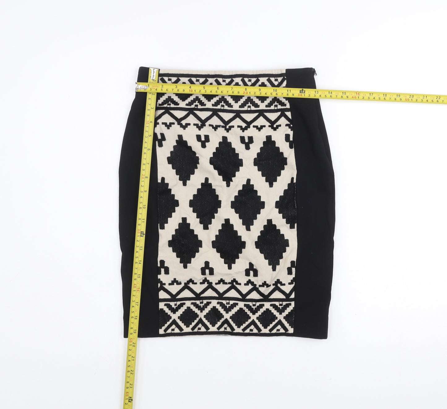 Part Two Women’s Black Geometric Knit Stretch Pencil Skirt XS