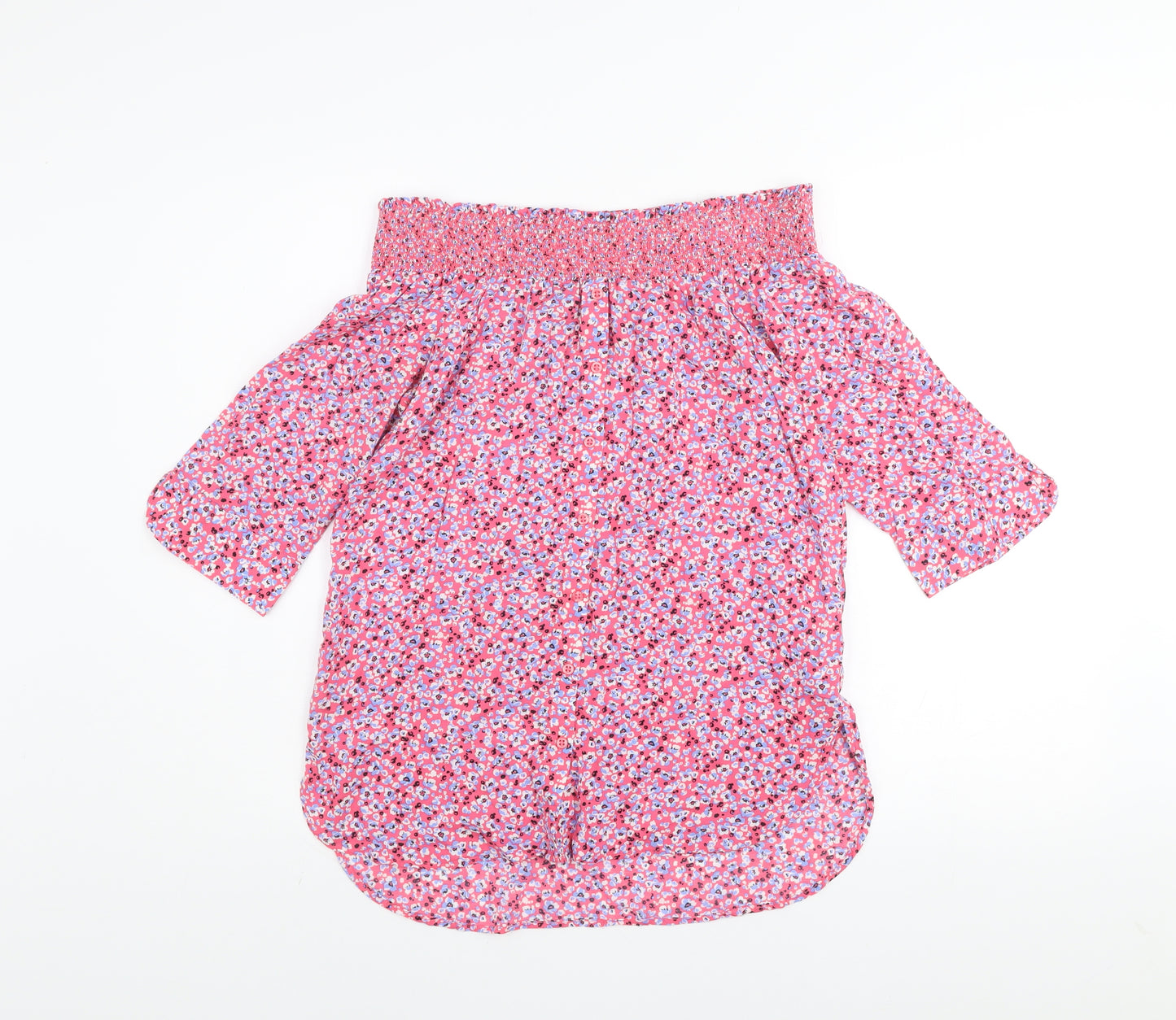 Next Women’s Pink Floral Off Shoulder Tunic Blouse Size 10