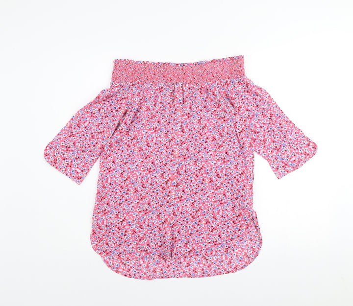 Next Women’s Pink Floral Off Shoulder Tunic Blouse Size 10