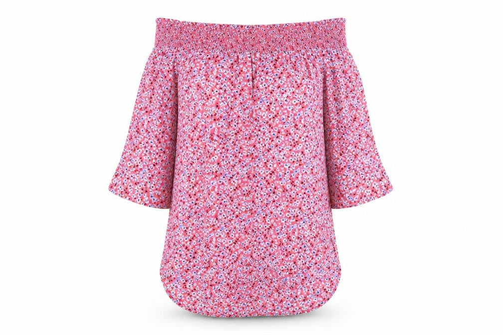 Next Women’s Pink Floral Off Shoulder Tunic Blouse Size 10