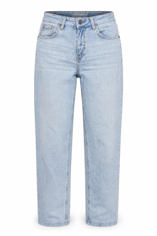 Front view of Dunnes Women's Blue Boyfriend Jeans, size 8, Relaxed Fit Denim