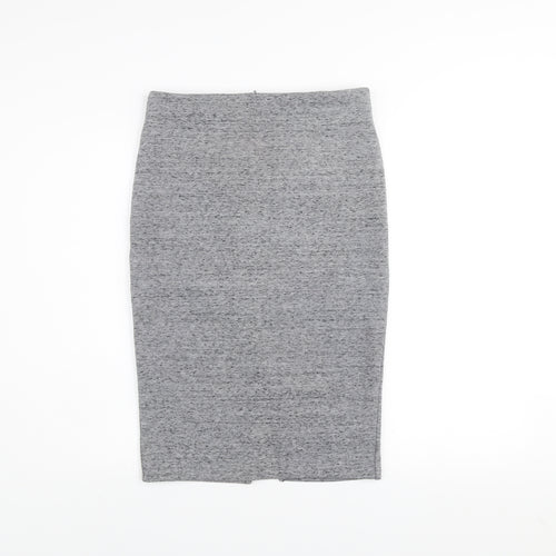 H&M Women’s Grey Jersey Pencil Skirt Size S Midi High Waist Stretch