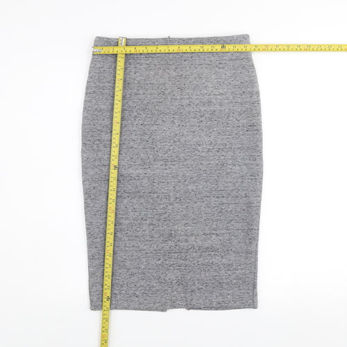 H&M Women’s Grey Jersey Pencil Skirt Size S Midi High Waist Stretch