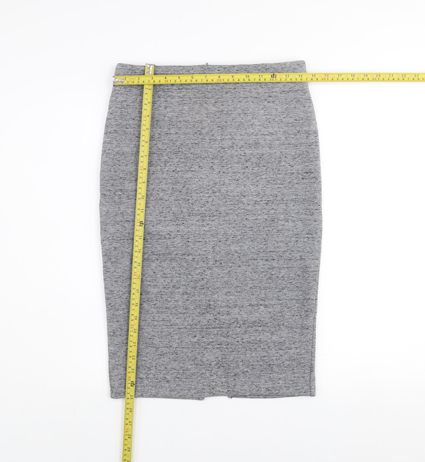 H&M Women’s Grey Jersey Pencil Skirt Size S Midi High Waist Stretch