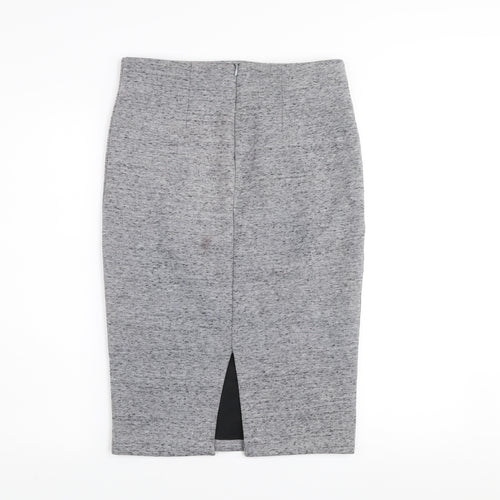 H&M Women’s Grey Jersey Pencil Skirt Size S Midi High Waist Stretch