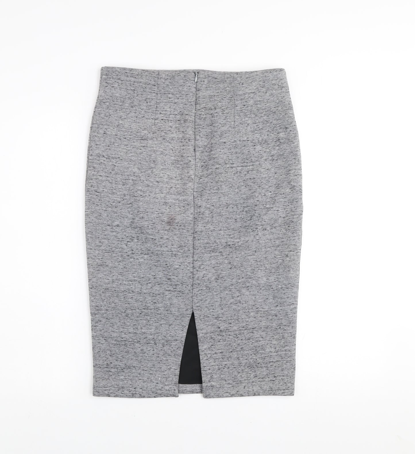 H&M Women’s Grey Jersey Pencil Skirt Size S Midi High Waist Stretch