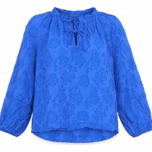 Gallery Women's Blue Floral Tunic Blouse Size L Viscose Long Sleeve