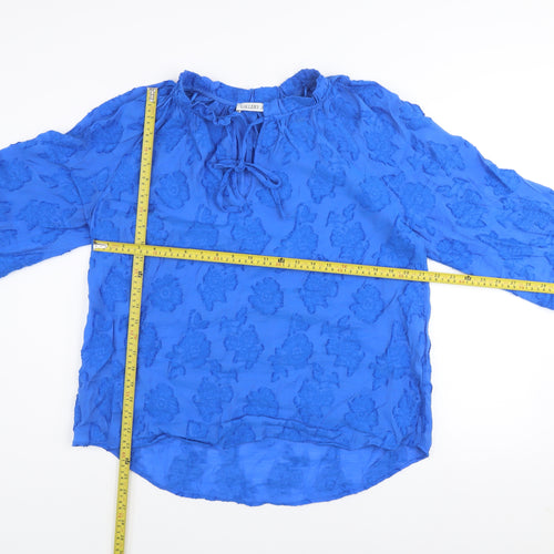 Gallery Women's Blue Floral Tunic Blouse Size L Viscose Long Sleeve
