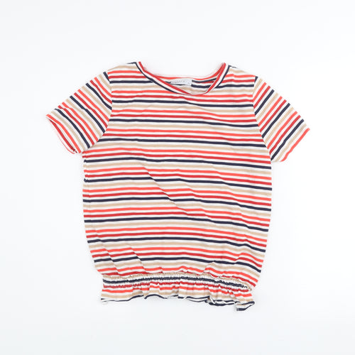 Papaya Women Multicoloured Striped Short Sleeve Jersey T-Shirt Size 10