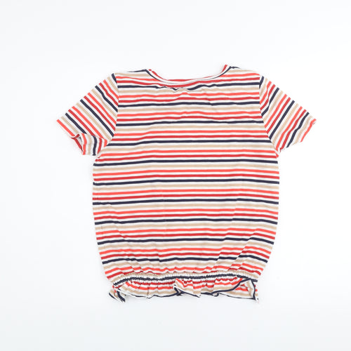 Papaya Women Multicoloured Striped Short Sleeve Jersey T-Shirt Size 10
