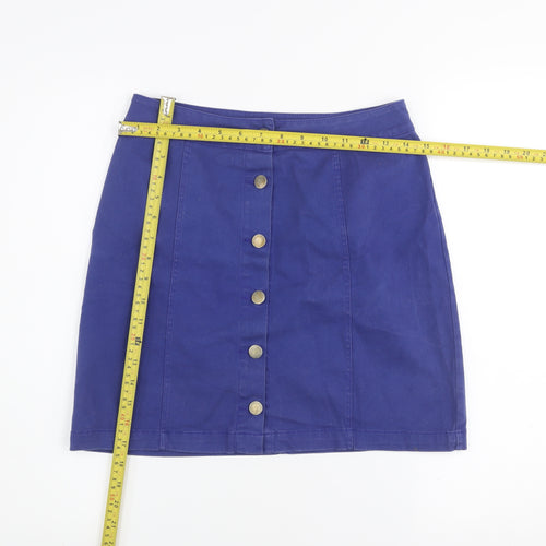 PrettyLittleThing Women's Blue A-Line Button Skirt Size 10