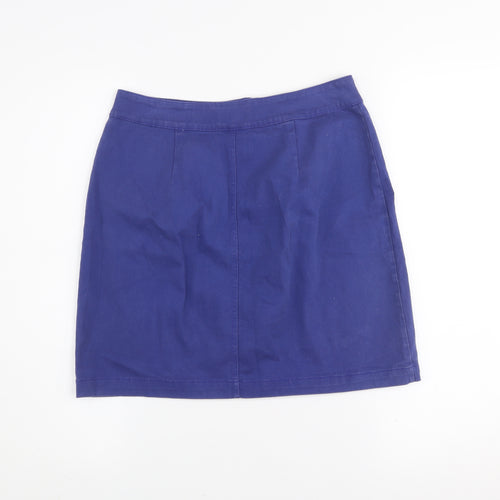 PrettyLittleThing Women's Blue A-Line Button Skirt Size 10