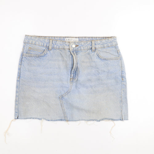 Primark Women Blue Denim Mini Skirt Size 10 Casual Cotton