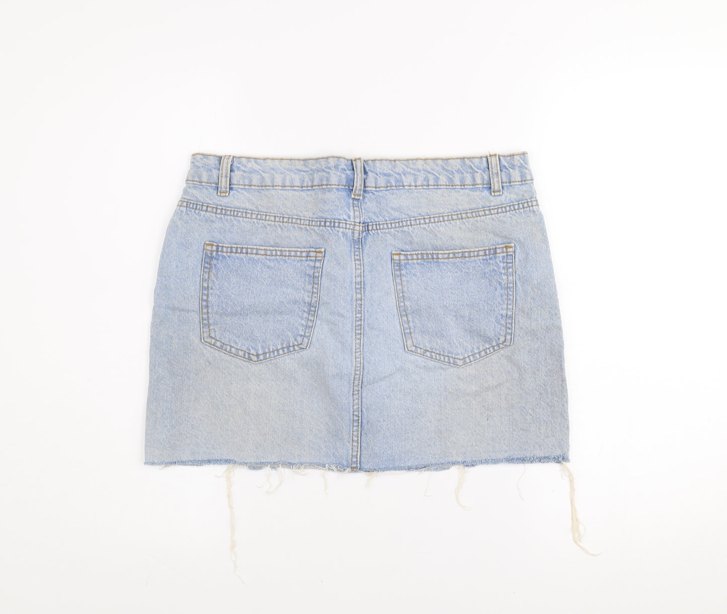 Primark Women Blue Denim Mini Skirt Size 10 Casual Cotton