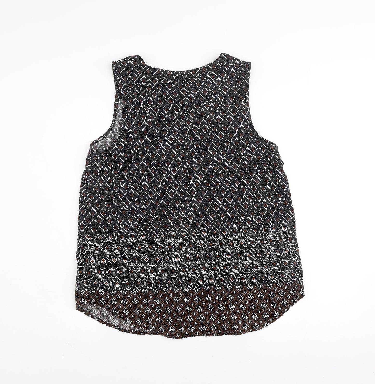 New Look Women's Brown Geometric Sleeveless Viscose Tunic Blouse UK 12