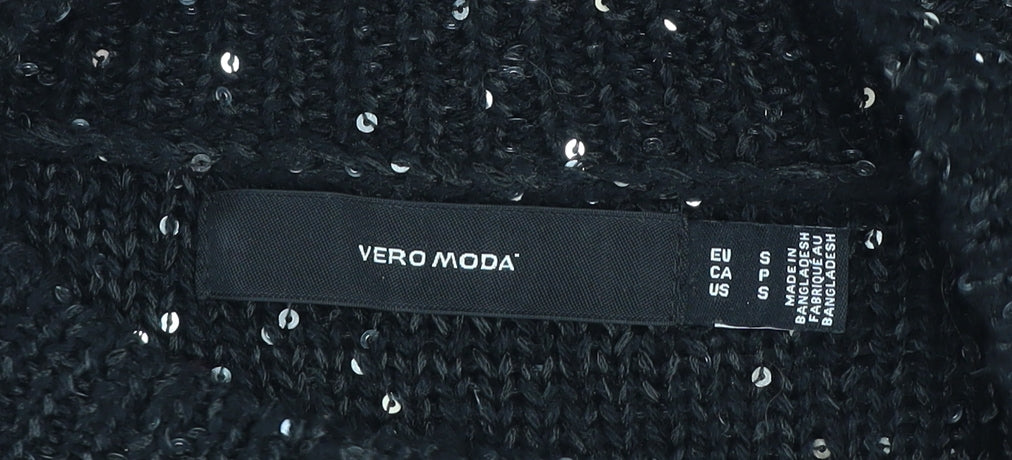 Vero Moda Women's Black Sequin Knit Pullover Jumper Size S