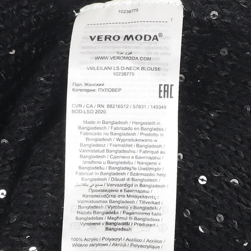 Vero Moda Women's Black Sequin Knit Pullover Jumper Size S