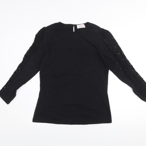 Savida Women’s Black Lace Long Sleeve Cotton Blouse Size 12