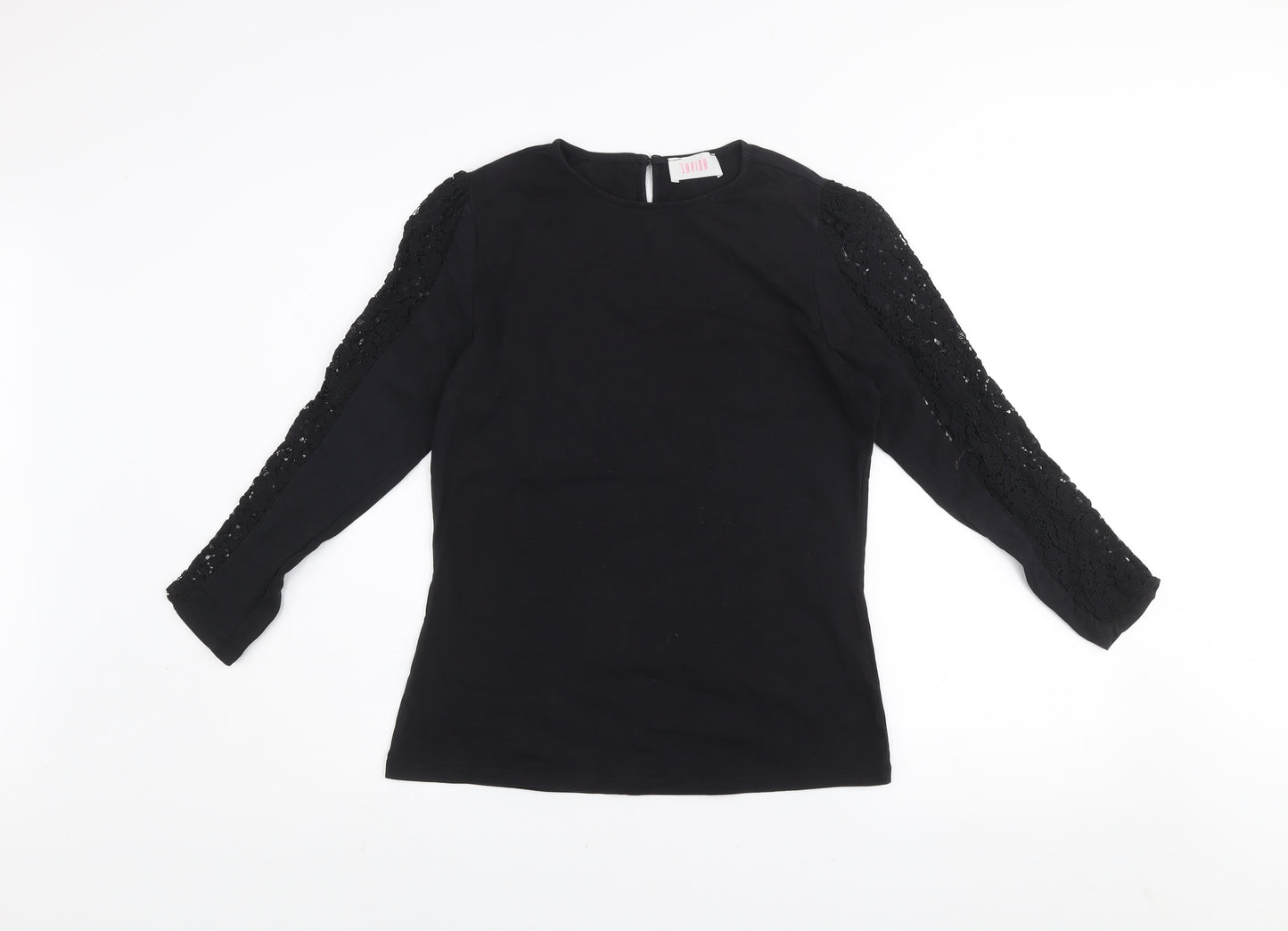 Savida Women’s Black Lace Long Sleeve Cotton Blouse Size 12