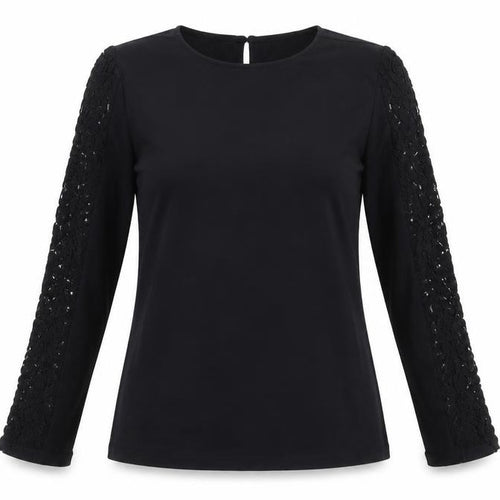 Savida Women’s Black Lace Long Sleeve Cotton Blouse Size 12