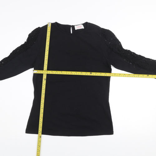 Savida Women’s Black Lace Long Sleeve Cotton Blouse Size 12