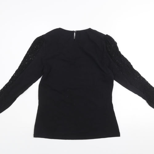Savida Women’s Black Lace Long Sleeve Cotton Blouse Size 12