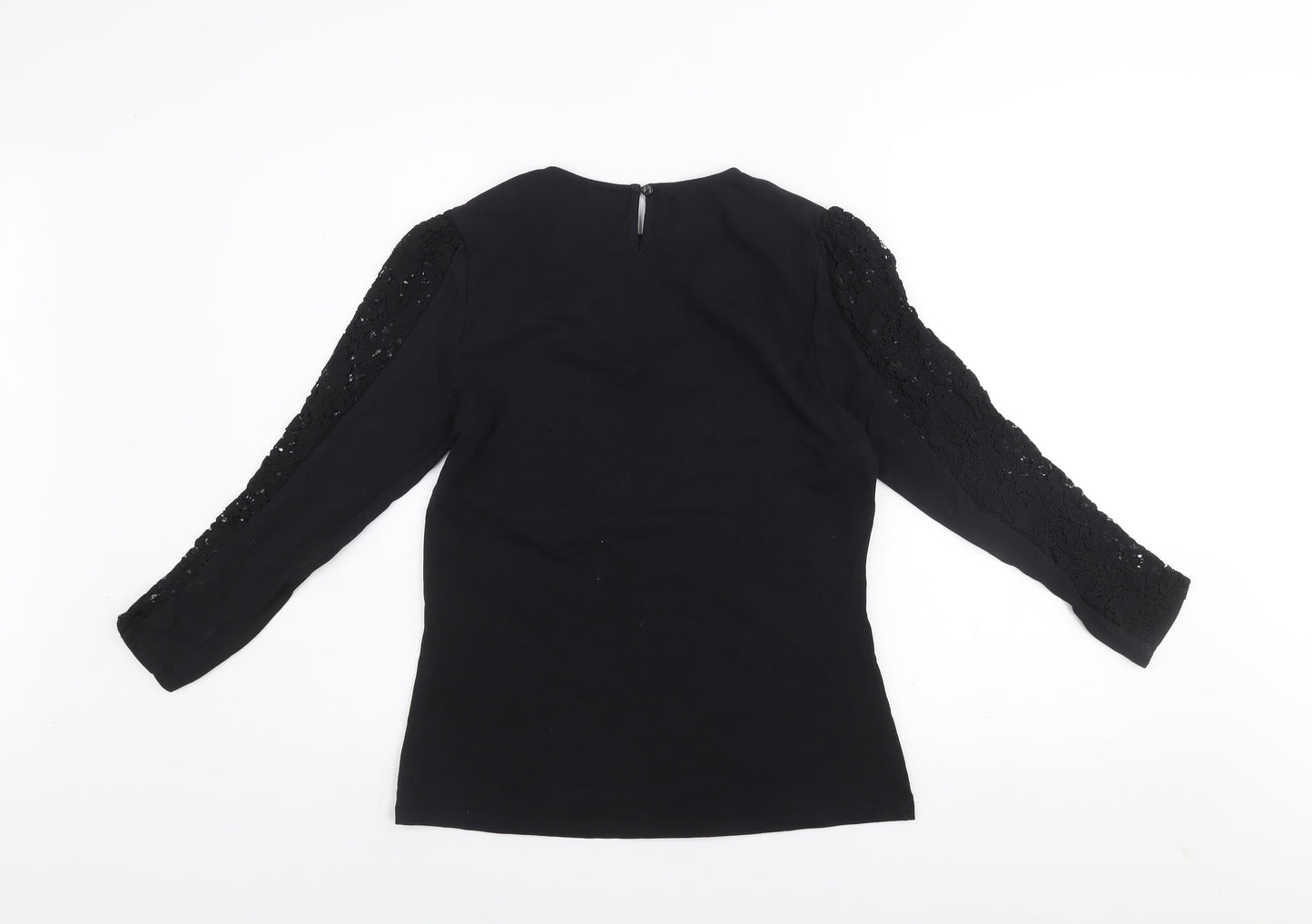 Savida Women’s Black Lace Long Sleeve Cotton Blouse Size 12