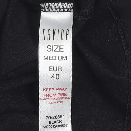 Savida Women’s Black Lace Long Sleeve Cotton Blouse Size 12