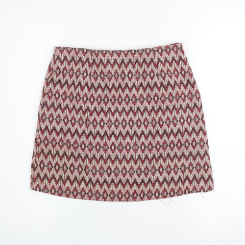 New Look Women’s Multicoloured Geometric Short Tweed Skirt Size 10