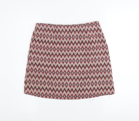 New Look Women’s Multicoloured Geometric Short Tweed Skirt Size 10