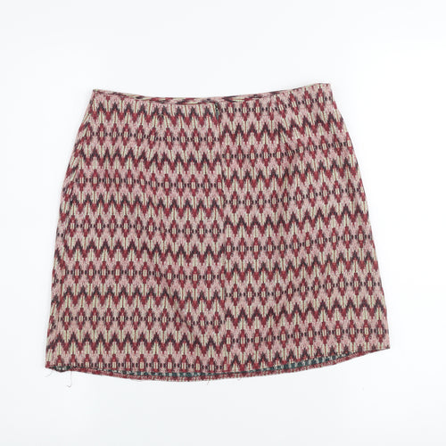 New Look Women’s Multicoloured Geometric Short Tweed Skirt Size 10