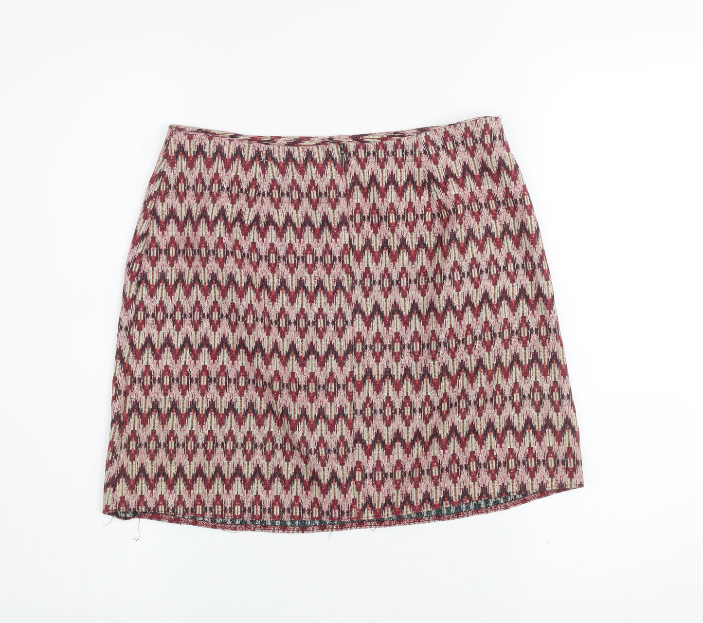 New Look Women’s Multicoloured Geometric Short Tweed Skirt Size 10