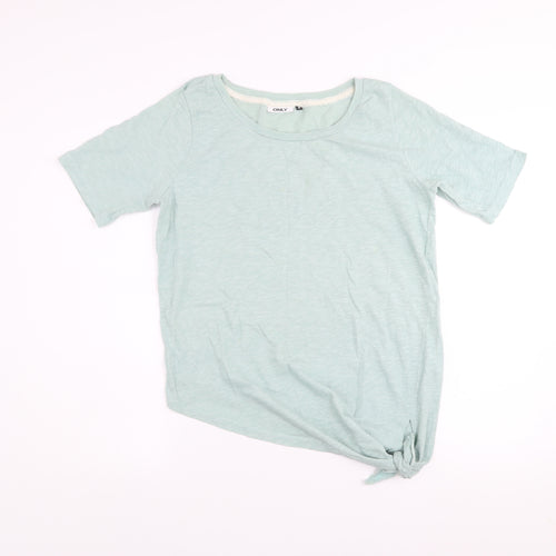 ONLY Women's Green Short Sleeve Knot Hem Cotton T-Shirt - Size M