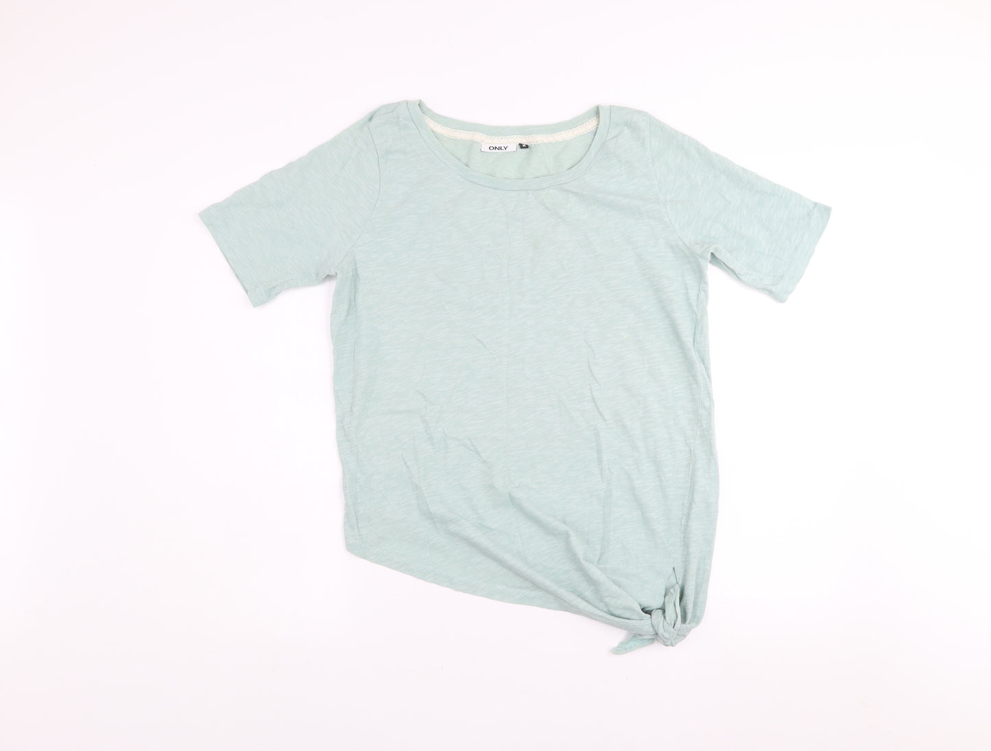 ONLY Women's Green Short Sleeve Knot Hem Cotton T-Shirt - Size M