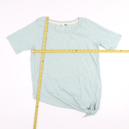 ONLY Women's Green Short Sleeve Knot Hem Cotton T-Shirt - Size M