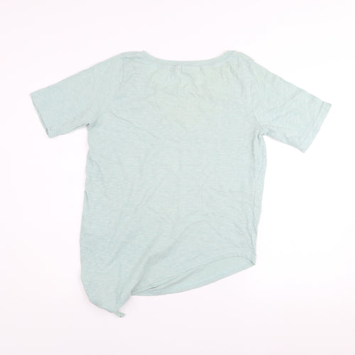 ONLY Women's Green Short Sleeve Knot Hem Cotton T-Shirt - Size M