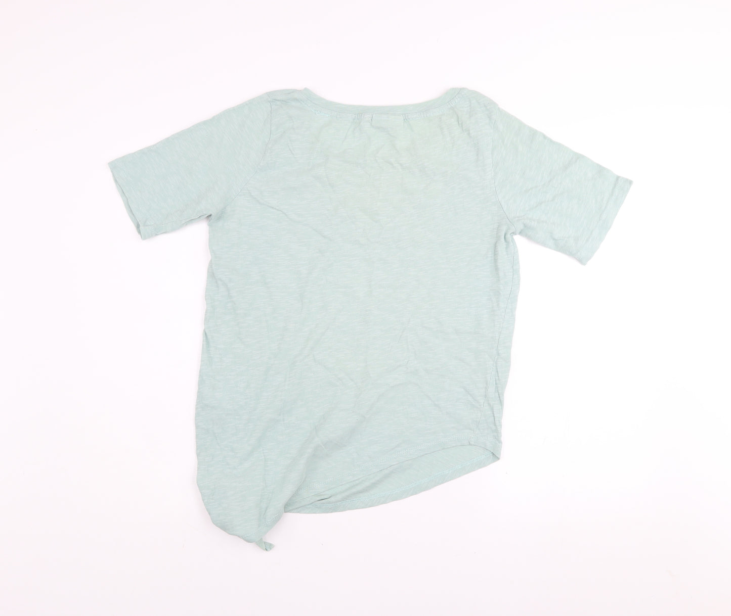 ONLY Women's Green Short Sleeve Knot Hem Cotton T-Shirt - Size M