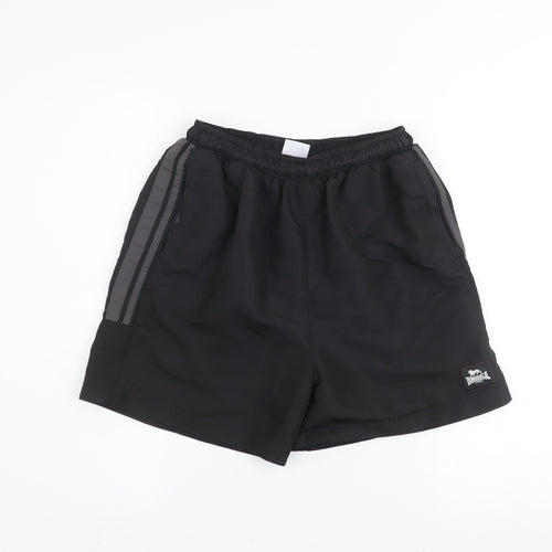 Lonsdale Boys Black Athletic Sports Shorts 13 Years Polyester Quick Dry