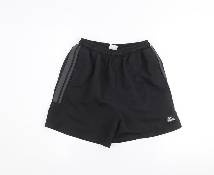 Lonsdale Boys Black Athletic Sports Shorts 13 Years Polyester Quick Dry